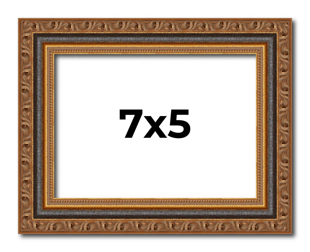 7x5 Classic Gold Picture Frame - UV Acrylic, Foam Board Backing, Hanging Hardware